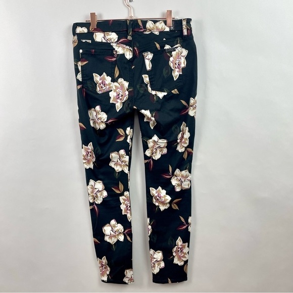 7‎ For All Mankind Skinny Black Floral Print Jeans Mid-Rise Size 29 - Picture 8 of 14